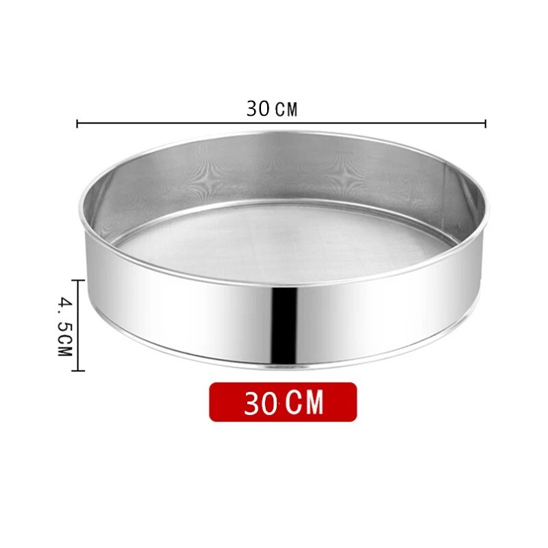 Strainer 30cm Stainless Steel Round Screen Flour Sieve Sugar Fine Mesh Sifter