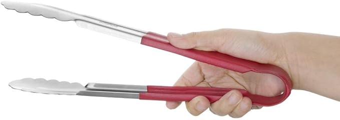 Stainless Steel Cooking Tongs (12", Red) - Image 2