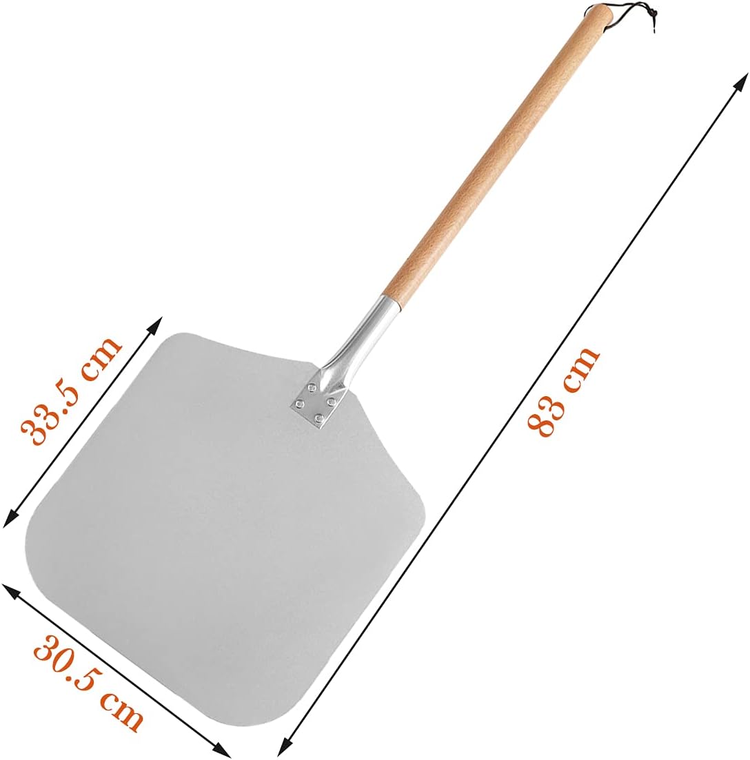 Aluminum Pizza Paddle with Detachable Long Wooden Handle and 12 Inch - Image 3