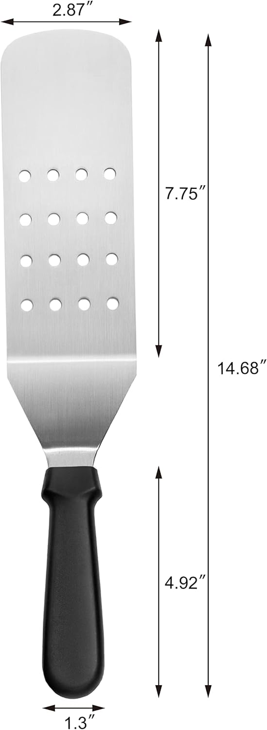 Plastic Handle Flexible Grill Turner/Spatula, 14.5-Inch, Perforated, Black - Image 2