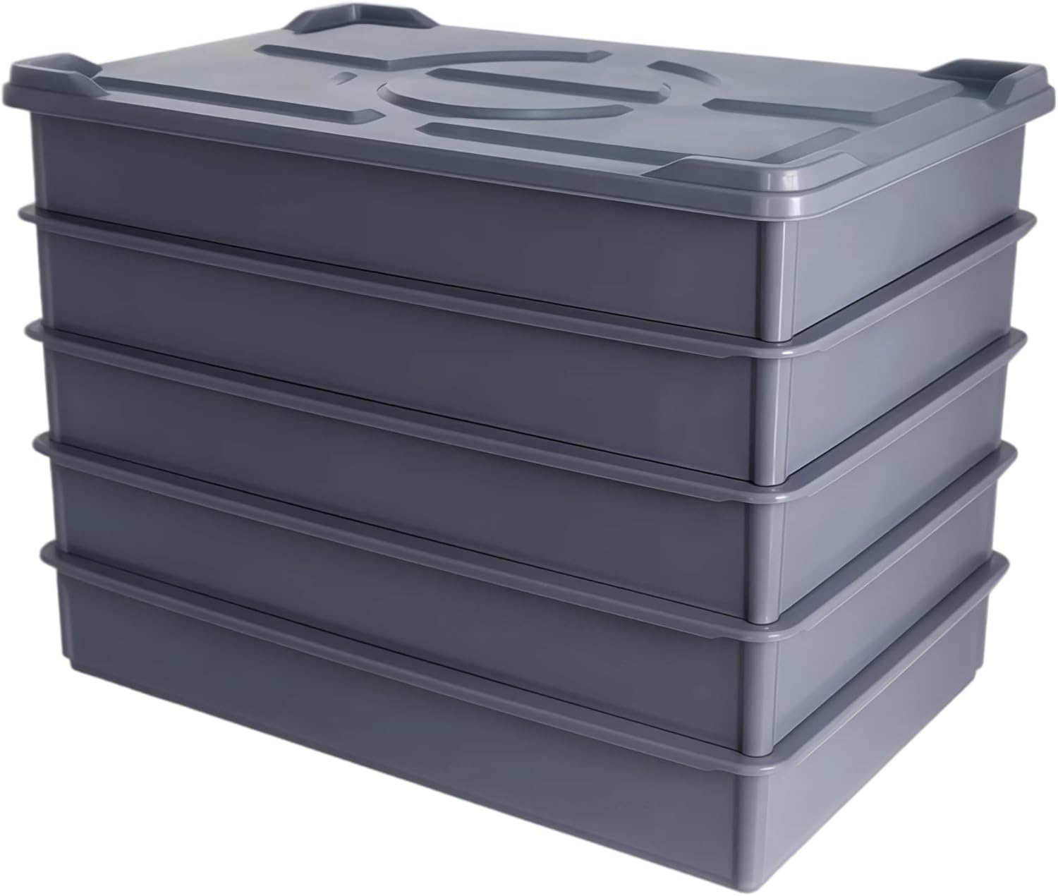 5 Colour Coded Dough Storage-Tray With 1 Lid (Gray) - Image 4