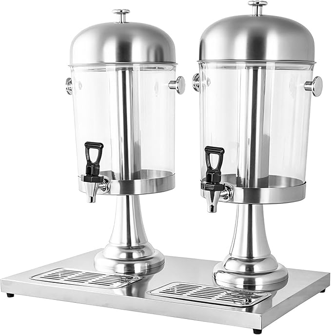 Hakka 16L Juice Dispenser, 2X 8L Commercial Drink Beverages Dispenser with Tap Cocktail Milk Water Dispenser Chamber for Warm and Cold Drink
