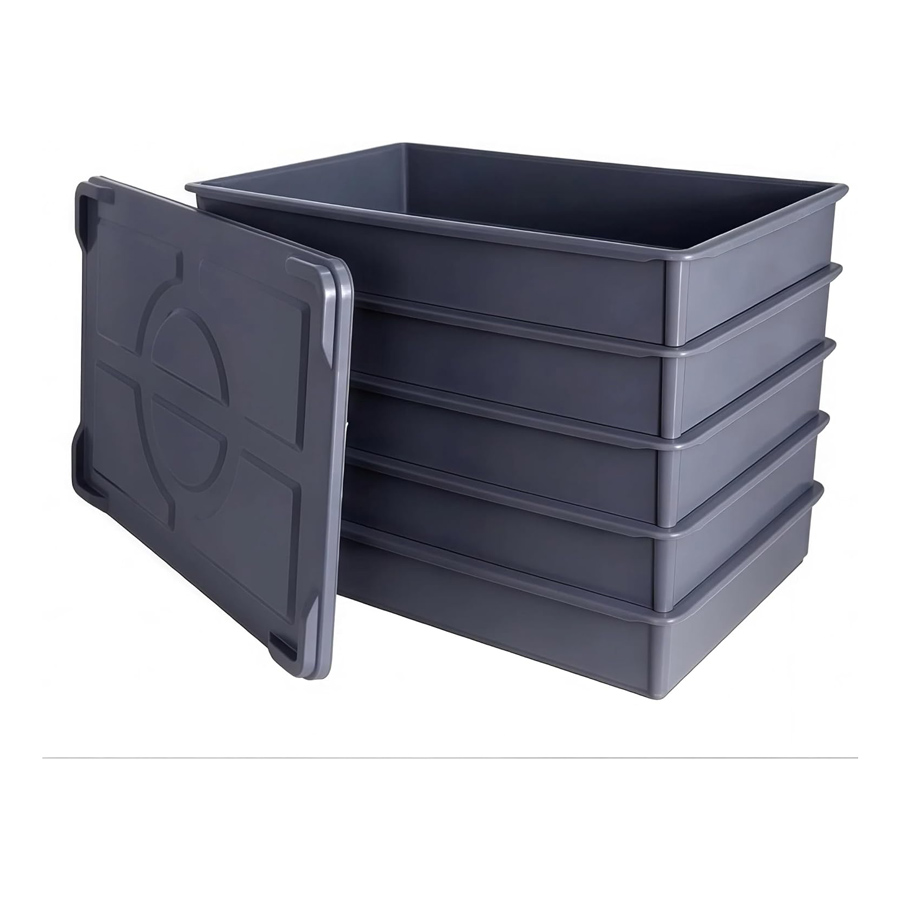 5 Colour Coded Dough Storage-Tray With 1 Lid (Gray)