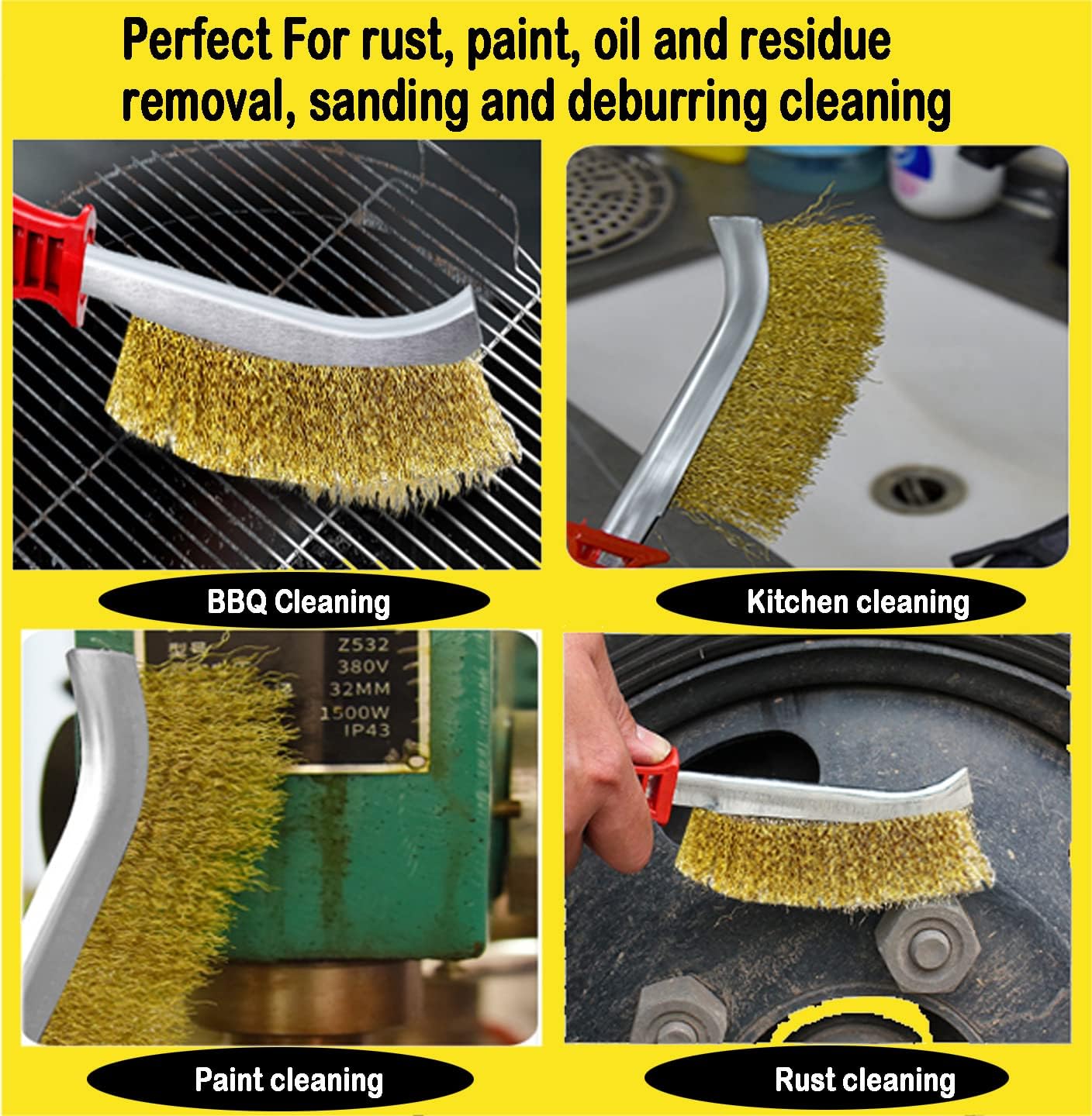1pcs Heavy Duty Stainless Steel Wire Brushes – Rust & Residue Remover with Ergonomic Red Handles – Durable BBQ Grill Cleaner for Outdoor Cooking, Welding Slag, Metal Surfaces & Workshop Cleaning - Image 5