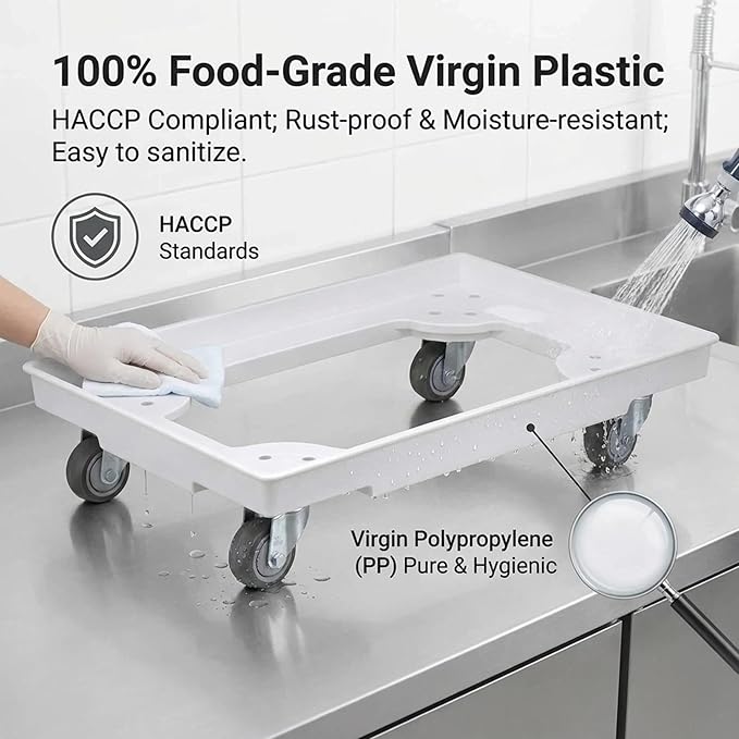 Heavy Duty Pizza Dough Box Dolly, Rolling Trolley for 60 x 40cm - Image 4