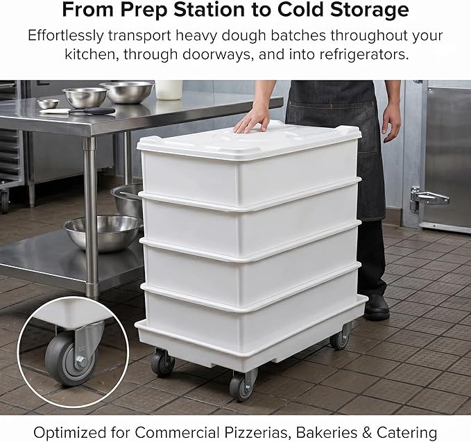 Heavy Duty Pizza Dough Box Dolly, Rolling Trolley for 60 x 40cm - Image 6