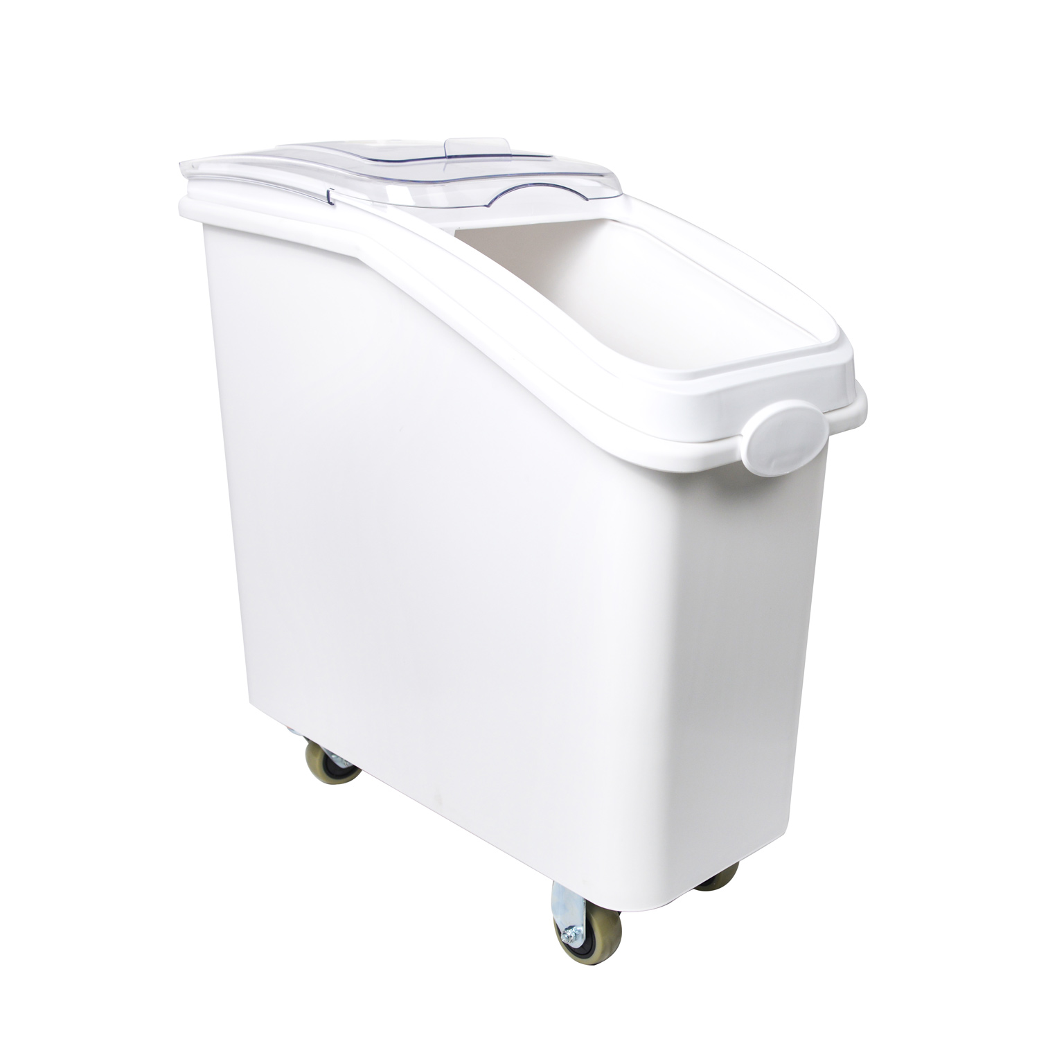 Mobile Ingredient Bin 81 litre Transparent lid, large Ingredient Storage Container with Scoop and Wheels