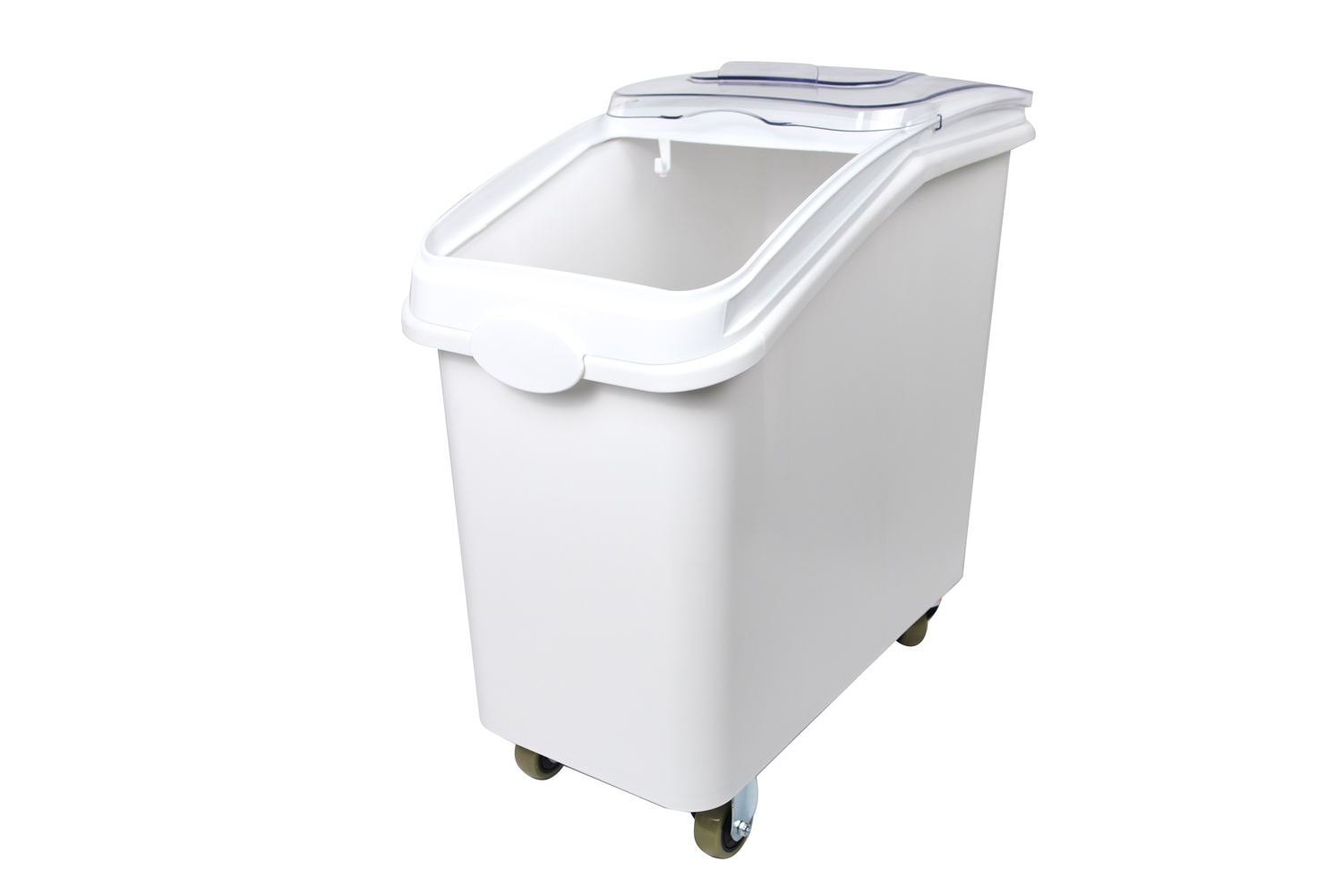 Mobile Ingredient Bin 102 litre Transparent lid, large Ingredient Storage Container with Scoop and Wheels - Image 2