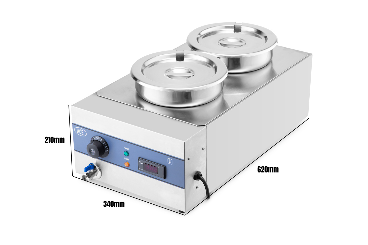 ACE 2 Pot Round Wet Bain Marie