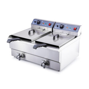 ACE 2 x 19L Twin Tank Electric Fryer with Drain Tap – 6kW Commercial Countertop Deep Fryer
