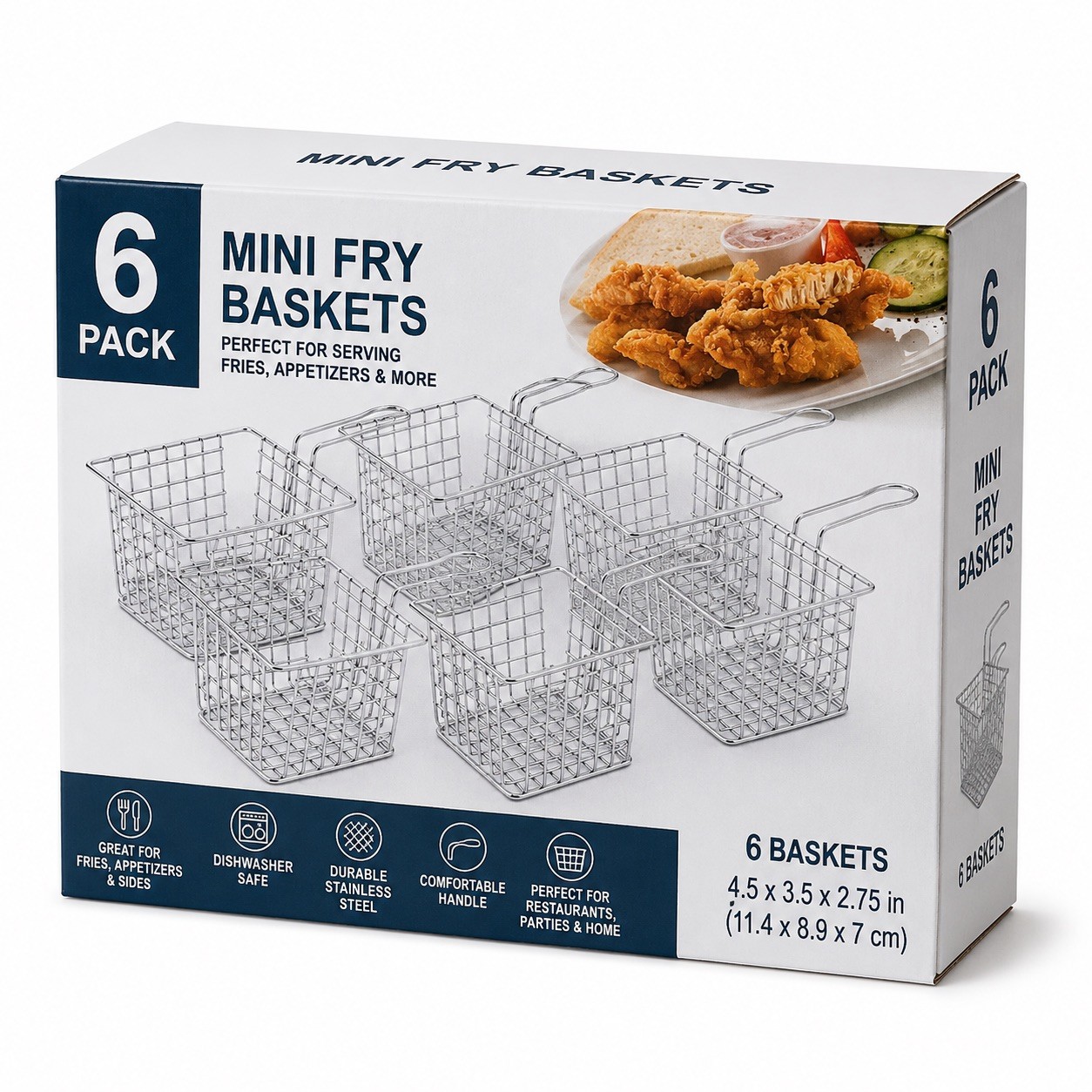 Special Offer ! 6 Pack Chip basket Square with handle Small - Image 2