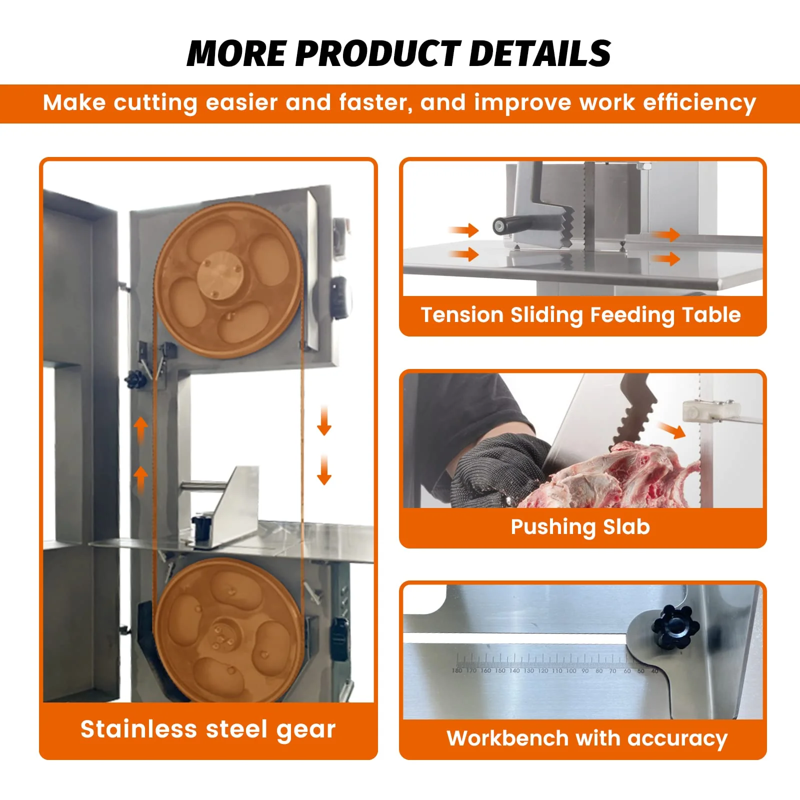 Hosty Commercial 65″ Blade Meat Bone Saw Machine 750W