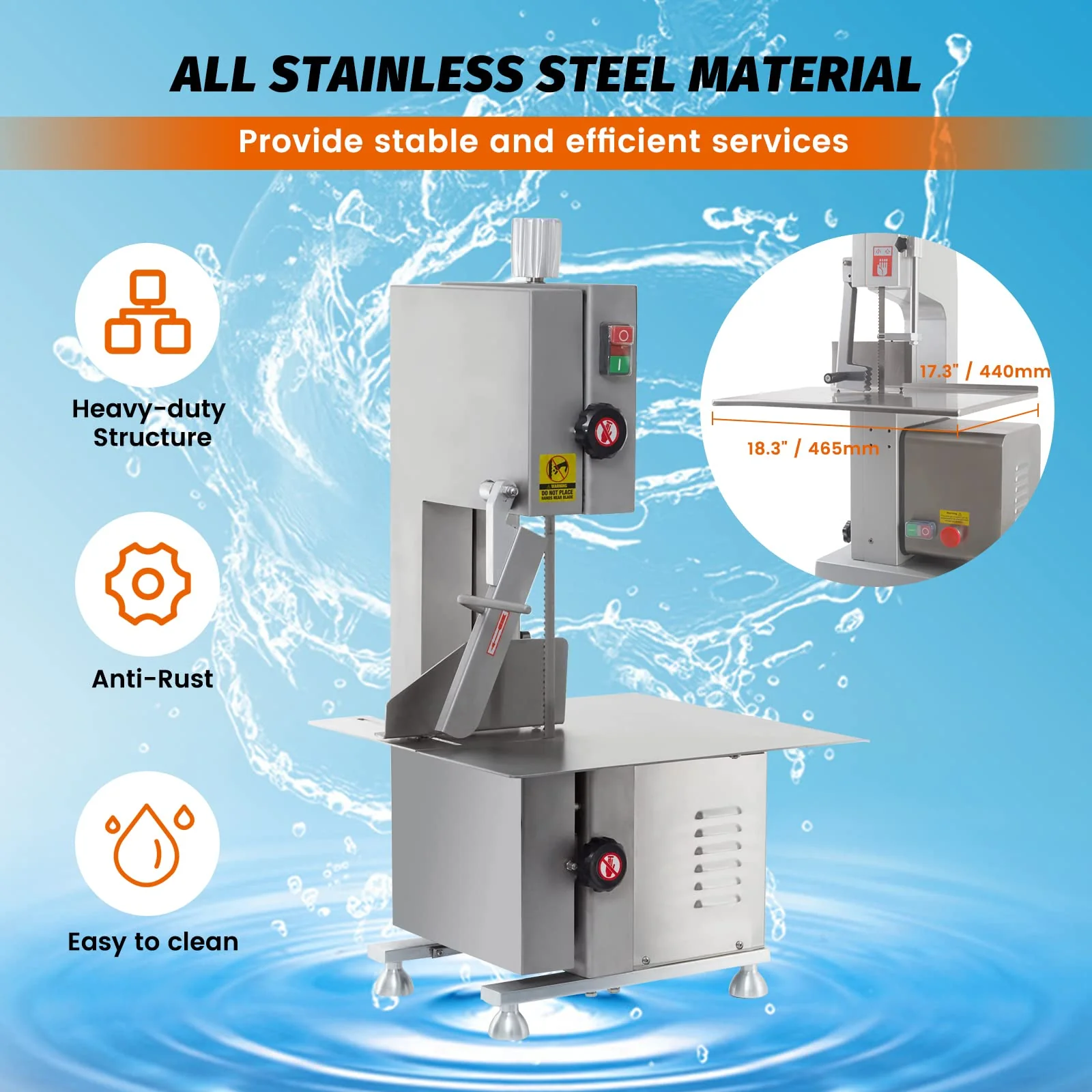 Hosty Commercial 65″ Blade Meat Bone Saw Machine 750W