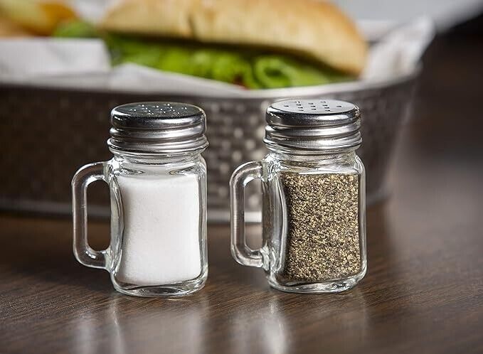 44ml/1.5oz Mason Salt or Pepper Glass Mini Shaker with Metal Lid Set Of 2